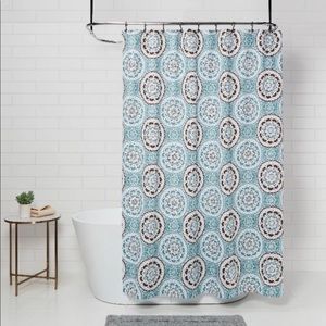 Threshold Shower Curtain blue and brown medallion patterned